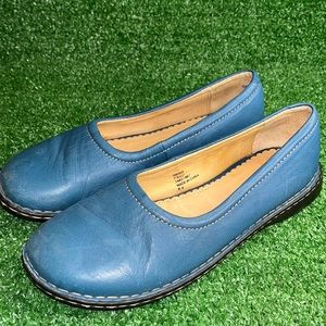 Lands End Teal Blue Leather Ballet Flats 7 1/2D